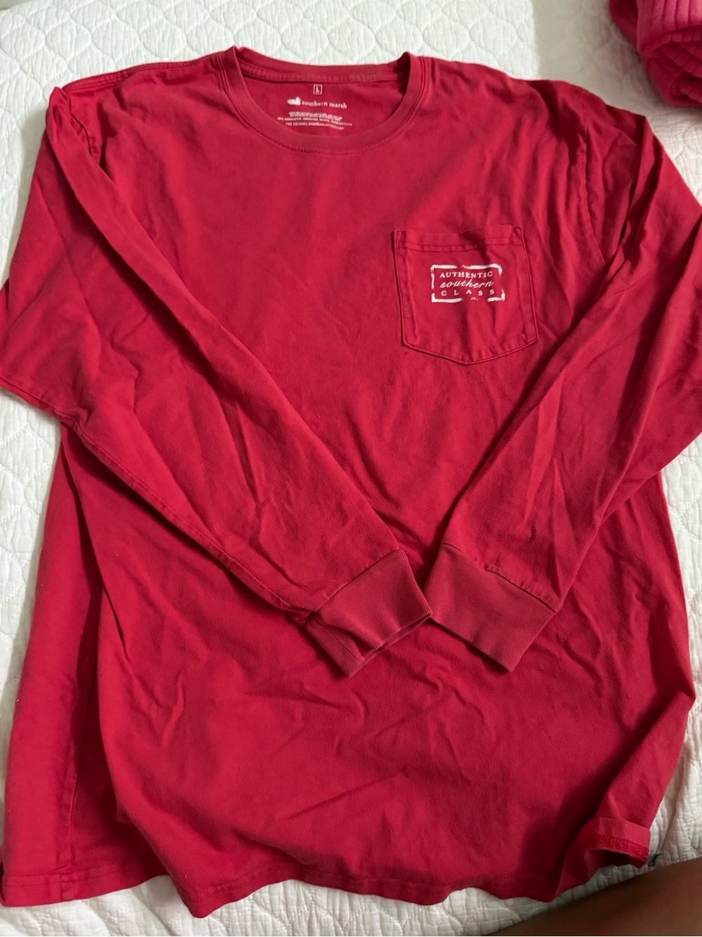 Southern Marsh Red Long Sleeve Pocket Tee